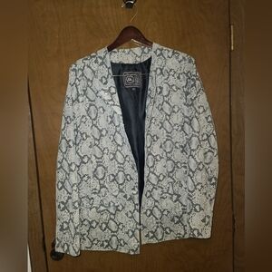 VINTAGE like new Chi by Falchi  leather snake skin button up bomber jacket sz xl